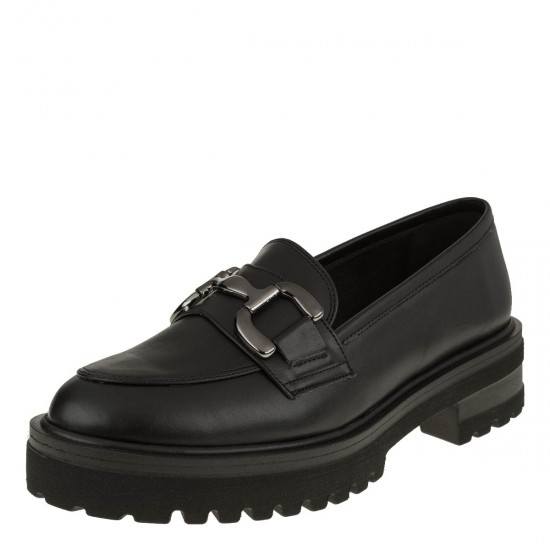 2000613102 Γυναικείο loafers mocassins  χωστό μάτ μαύρο