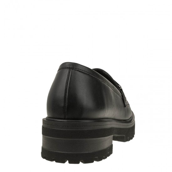 2000613102 Γυναικείο loafers mocassins  χωστό μάτ μαύρο