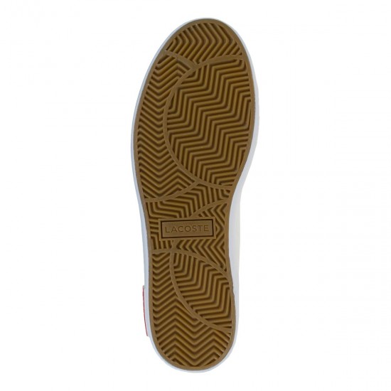 2000615501 Ανδρικό αθλητικό lacoste sneakers δετό δέρμα λευκό/μπλέ/κόκκινο