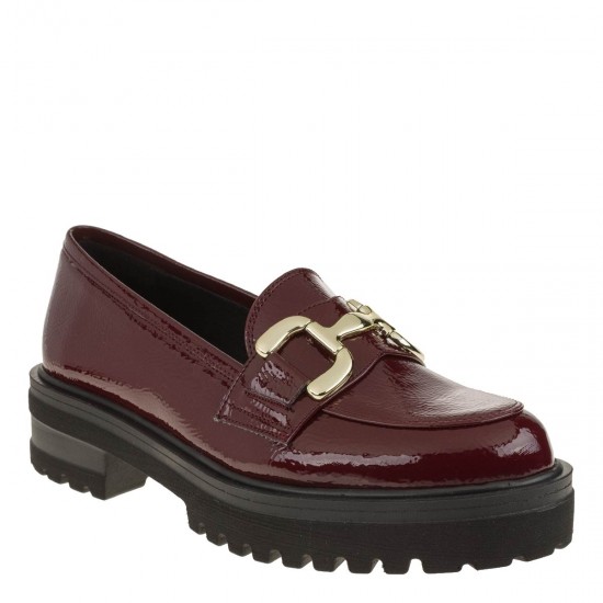 2000617605 Γυναικείο Loafers Mocassins χωστό λουστρίνι μπορντώ