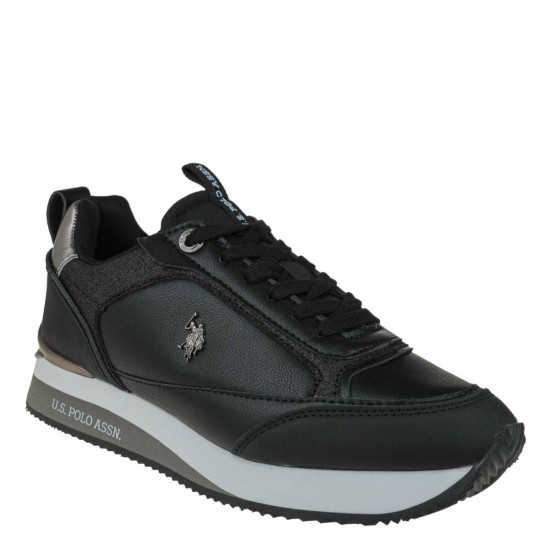 2000618201 Γυναικείο αθλητικό us polo assn sneakers δετό μαύρο/ατσαλί