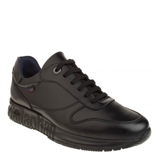 2000618501 Ανδρκό αθλητικό callagHan sneakers δετό δέρμα μαύρο