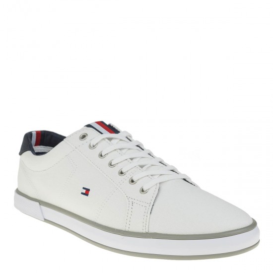 2000626803 Ανδρικό δετό πάνινο tommy hilfiger απλό λευκό/μπλέ