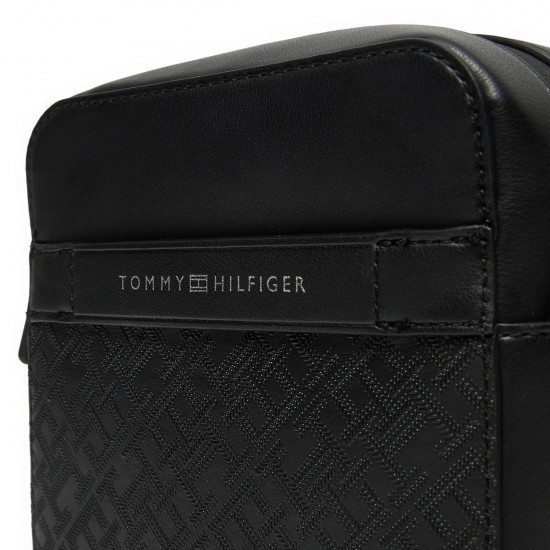 2000626901 Ανδρικό τσαντάκι χιαστή μικρό tommy hilfiger reporter μαύρο