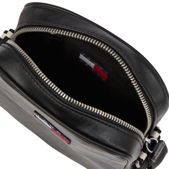 2000627201 Ανδρικό τσαντάκι χιαστή μικρό tommy hilfiger jeans reporter μαύρο/μπέζ