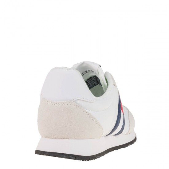 2000630803 Ανδρικό αθλητικό tommy hilfiger jeans sneakers ύφασμα λευκό