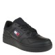 2000630901 Ανδρικό αθλητικό tommy hilfiger jeans sneakers basket δετό μαύρο/μαύρο