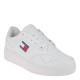 2000630902 Ανδρικό αθλητικό tommy hilfiger jeans sneakers basket δετό λευκό/λευκό