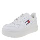 2000631001 Γυναικείο αθλητικό tommy hilfiger jeans basket flatform δετό λευκό