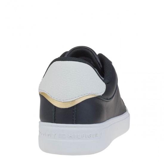 2000631101 Γυναικείο αθλητικό tommy hilfiger court sneaker δετό μαύρο/λευκό