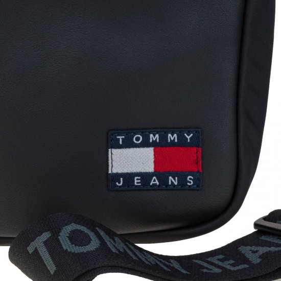 2000632101 Ανδρικό τσαντάκι χιαστή μικρό tommy hilfiger jeans reporter μαύρο