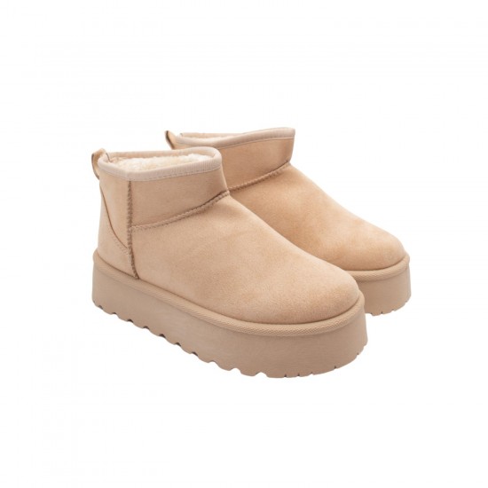 2000636402 Γυναικείο μποτάκι γούνα δίπατο nabuk μπέζ