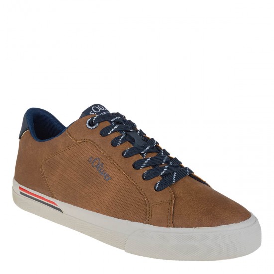 2000637801 Ανδρικό αθλητικό s. oliver sneakers cazual δετό ταμπά/μπλέ