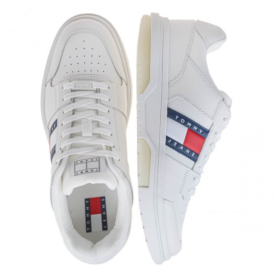 2000638401 Ανδρικό αθλητικό tommy hilfiger jeans sneakers δετό εκρού