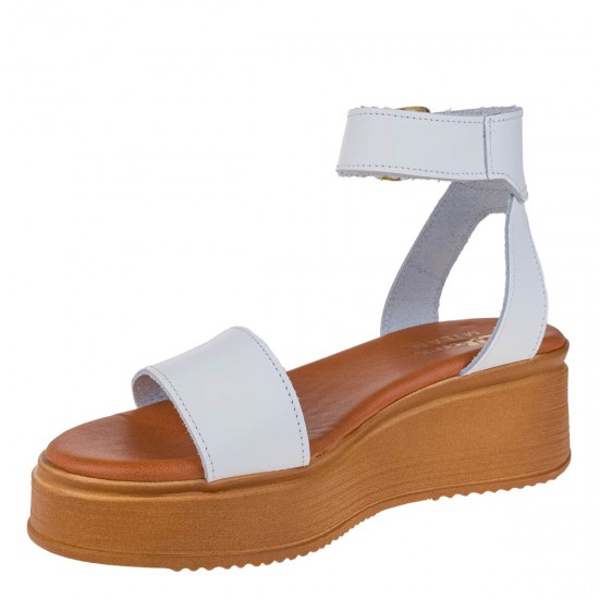 2000641702 Γυναικείο πέδιλο flatform μεσαίο τακούνι φάσα λευκό