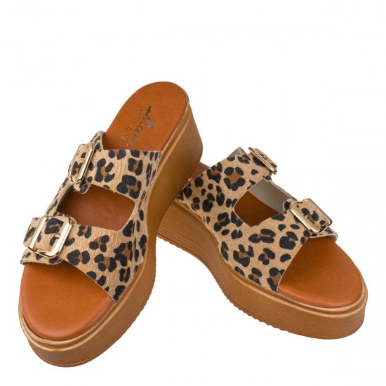 2000641903 Γυναικεία flatforms sandals  δίπατο μεσαίο τοκάδες leopard