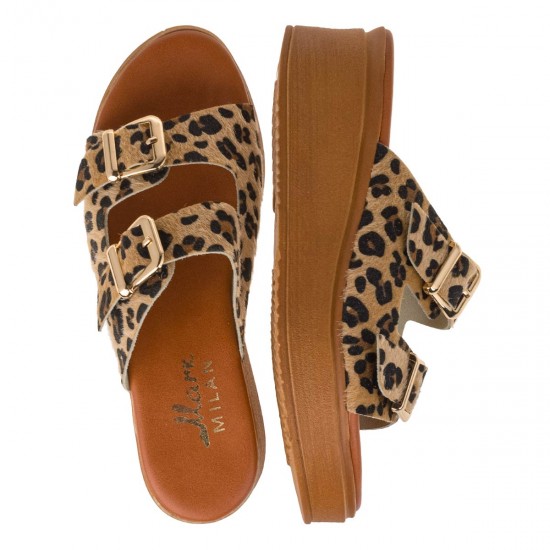 2000641903 Γυναικεία flatforms sandals  δίπατο μεσαίο τοκάδες leopard