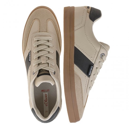 2000646901 Ανδρικό αθλητικό s.oliver sneakers δετό μπέζ/καφέ