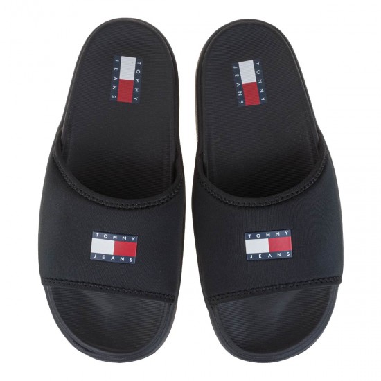 2000648301 Γυναικεία σαγιονάρα δίπατη tommy hilfiger jeans slide μαύρη