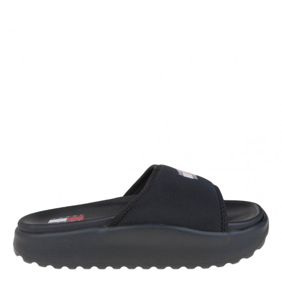 2000648301 Γυναικεία σαγιονάρα δίπατη tommy hilfiger jeans slide μαύρη