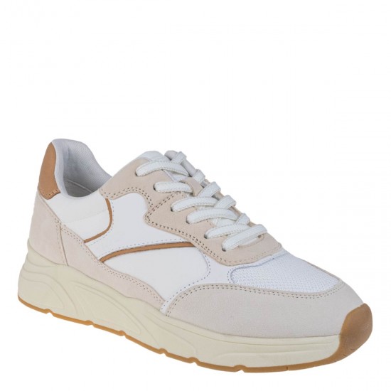 2000648901 Ανδρικό αθλητικό tamaris men sneakers δετό λευκό/ταμπά