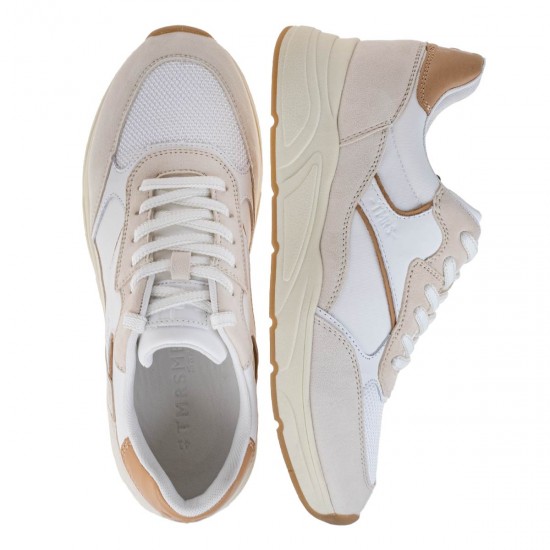 2000648901 Ανδρικό αθλητικό tamaris men sneakers δετό λευκό/ταμπά