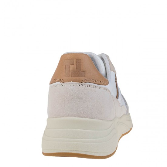 2000648901 Ανδρικό αθλητικό tamaris men sneakers δετό λευκό/ταμπά
