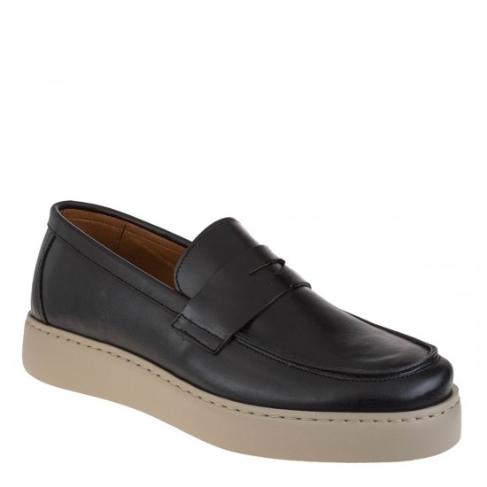2000649701 Ανδρικό παντοφλέ chunky loafer χωστό σκέτο δέρμα μαύρο