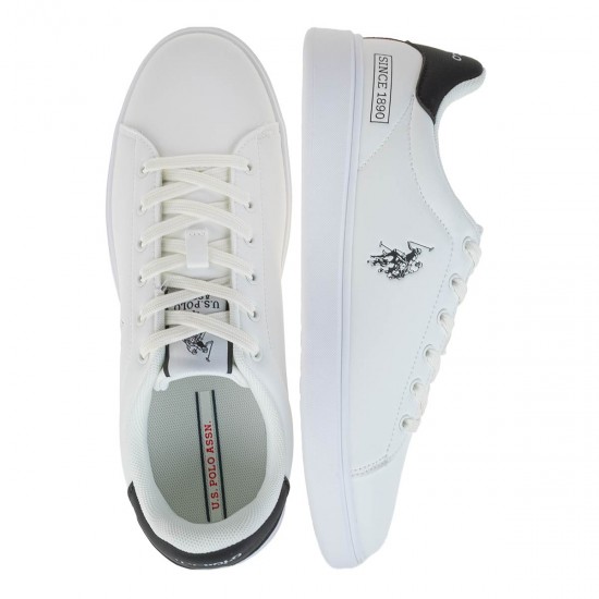 2000653201 Ανδρικό αθλητικό u.s.polo assn sneakers δετό λευκό/μαύρο