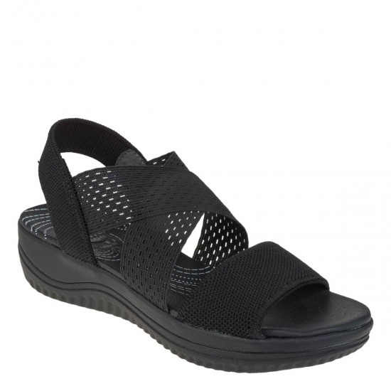 2000656101 Γυναικείο πέδιλο χαμηλό flatform jana coshy comfort μαύρο/μαύρο