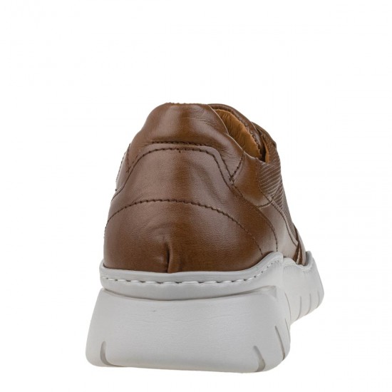 2000658202 Ανδρικό αθλητικό sneakers comfort δετό δέρμα ταμπά