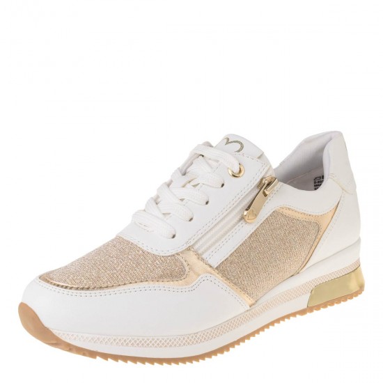 2000658302 Γυναικείο αθλητικό sneakers δετό φερμουάρ λευκό/χρυσό