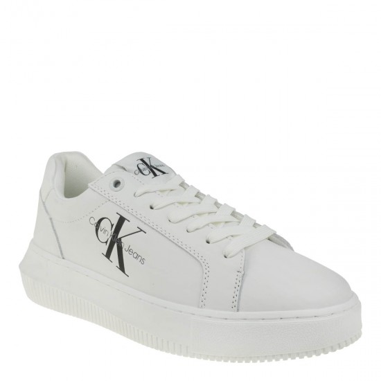 2000639001 Γυναικείο αθλητικό calvin klein jeans sneakers ck δετό λευκό/μαύρο