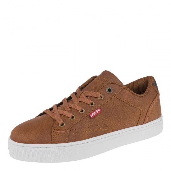 2000651403 Ανδρικό αθλητικό levis sneakers δετό ταμπά(καφέ)λευκό