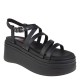 2000658601 Γυναικείο πέδιλο τρίπατο tommy hilfiger jeans flatform λουριά δέρμα μαύρο