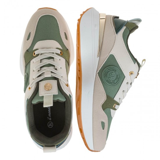 2000663501 Γυναικείο αθλητικό sneakers δετό μπέζ/λαδί