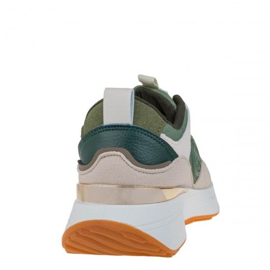 2000663501 Γυναικείο αθλητικό sneakers δετό μπέζ/λαδί