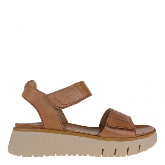2000676902 Γυναικείο σανδάλι δίπατο flatform πέδιλο tamaris comfort δέρμα ταμπά