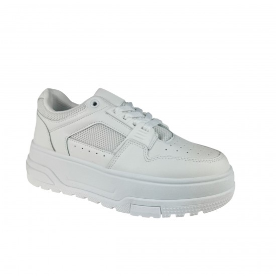 2000681001 Γυναικείο αθλητικό sneakers δετό δίπατο λευκό