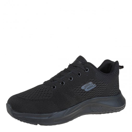 2000681201 Γυναικείο αθλητικό  sneakers δετό μαύρο/μαύρο/γκρί