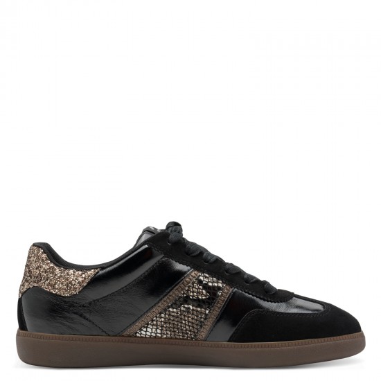 2000682901 Γυναικείο αθλητικό tamaris sneakers δετό μαύρο snake