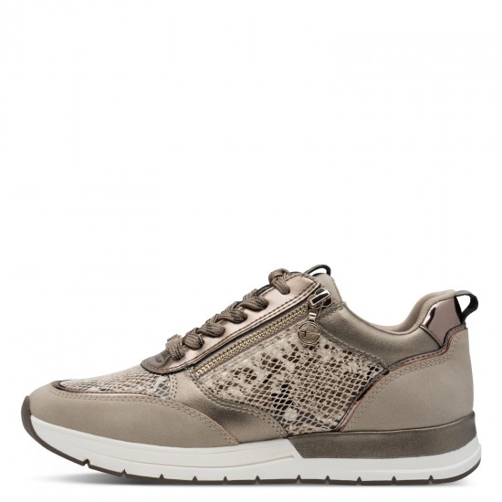 2000684701 Γυναικείο αθλητικό tamaris  sneakers δετό taupe snake