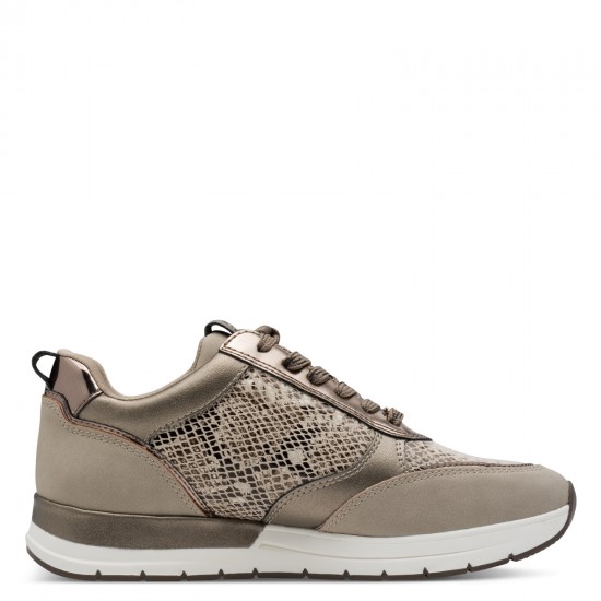 2000684701 Γυναικείο αθλητικό tamaris  sneakers δετό taupe snake