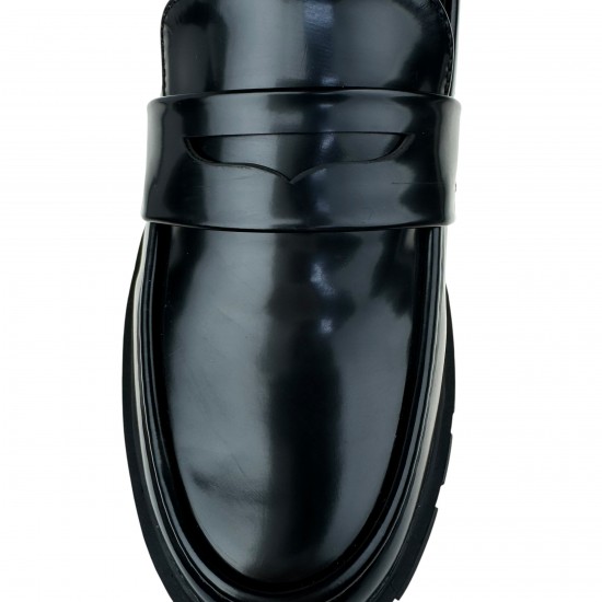 2000686801 Γυναικείο μοκασίνι loafers χωστό μαύρο