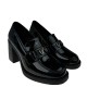 2000688701 Γυναικεία γόβα χωστή loafers τετράγωνο τακούνι μαύρο