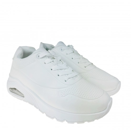 2000688801 Γυναικείο αθλητικό sneakers αερόσολα δετό λευκό