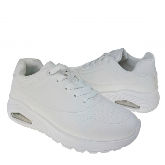 2000688801 Γυναικείο αθλητικό sneakers αερόσολα δετό λευκό