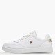 2000689701 Γυναικείο αθλητικό tommy hilfiger sneakers δετό δέρμα λευκό.χρυσό