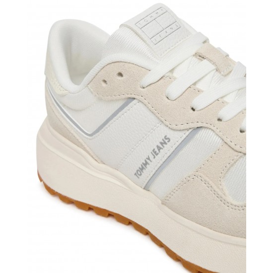 2000689801 Γυναικείο αθλητικό tommy hilfiger jeans sneakers δετό εκρού