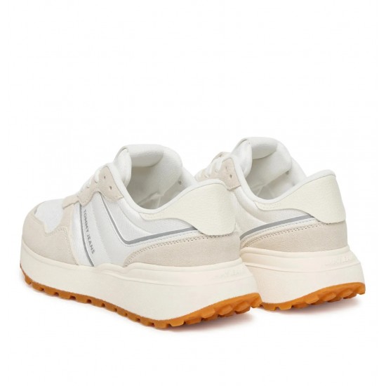 2000689801 Γυναικείο αθλητικό tommy hilfiger jeans sneakers δετό εκρού